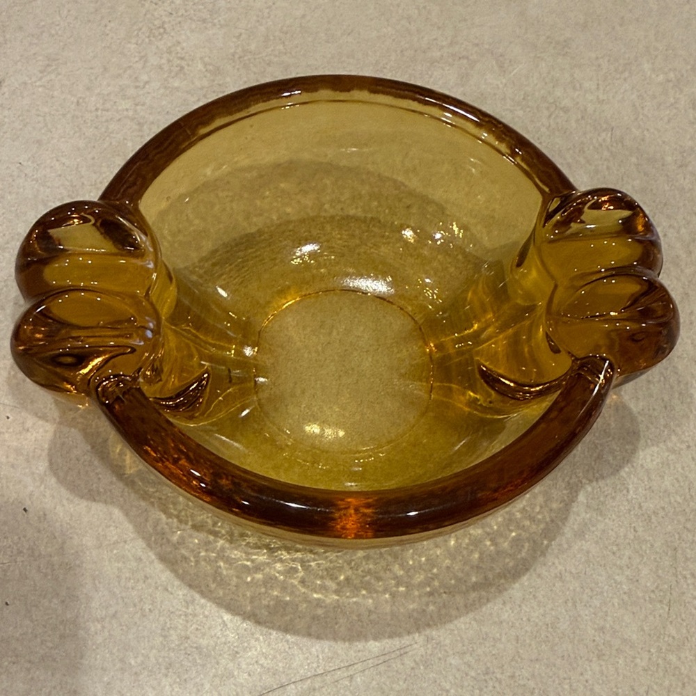 Vintage Hazel-Atlas Grecian Gold Pebblestone Ashtray.